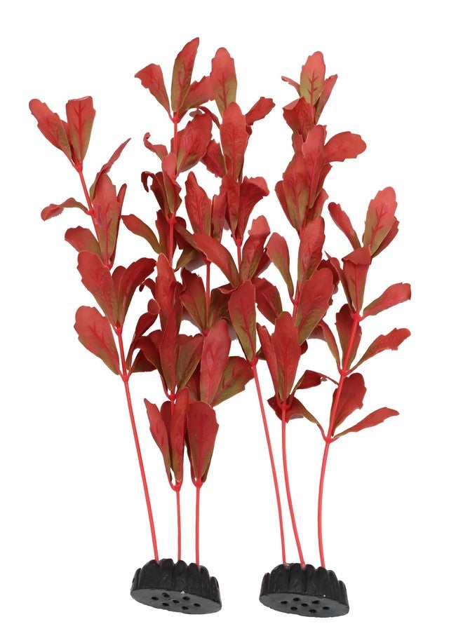 DVHEY 2-Pack 12 Inch Aquarium Silk Aquarium Plants, Artificial Plastic Plant for Small Tank, Goldfish, Fish Hides (Red, 12 Inch) - Image 1